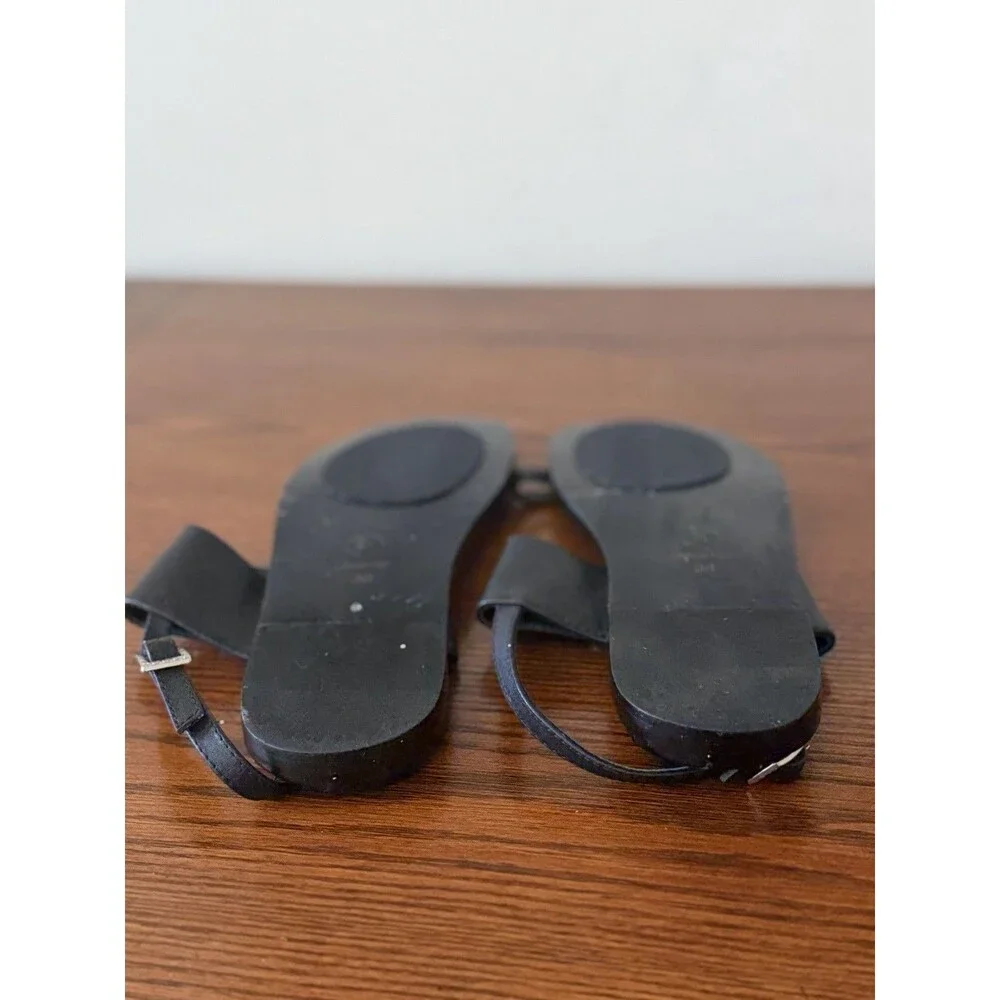 Chanel Black Quilted Leather CC Logo Thong Sandals, Size 39